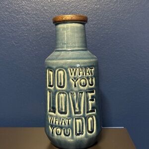Shabby Chic Ceramic Pottery Blue Vase Do What You Love What You Do